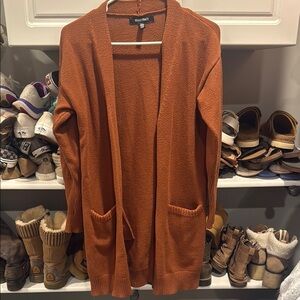 Ellen Tracy Brown Cardigan Sweater Cozy Knit